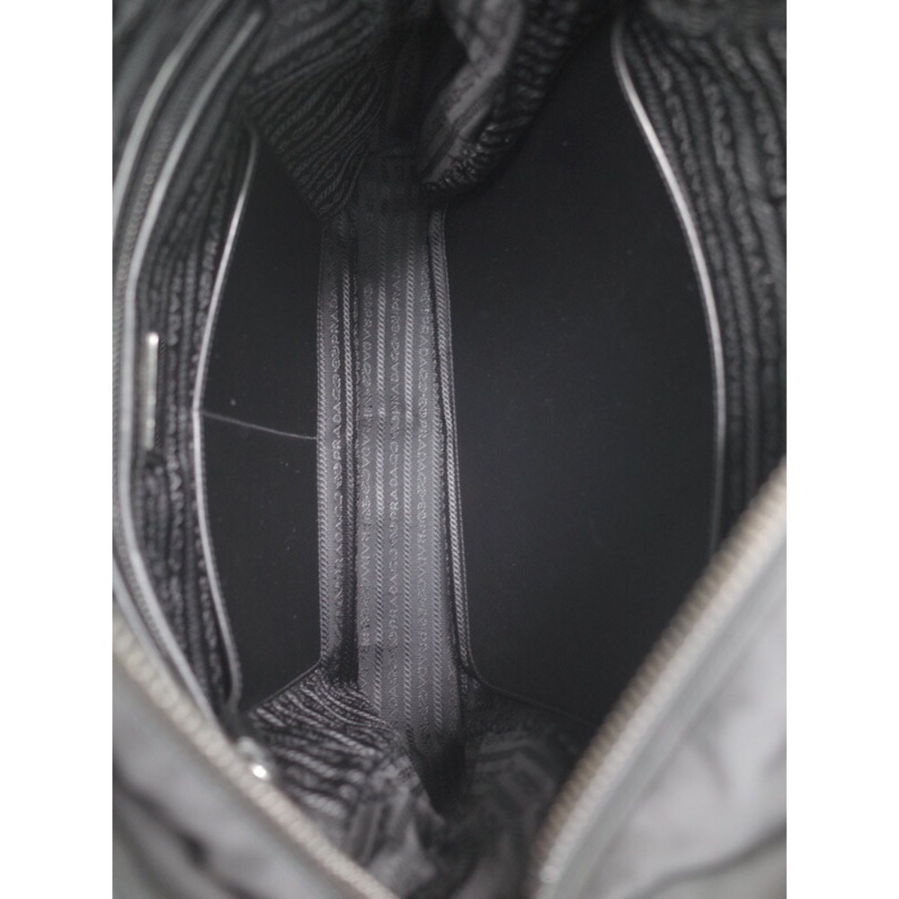 Prada Black Bag Nylon Shopper Tote 2way Shoulder Black East West - Picture 3 of 9